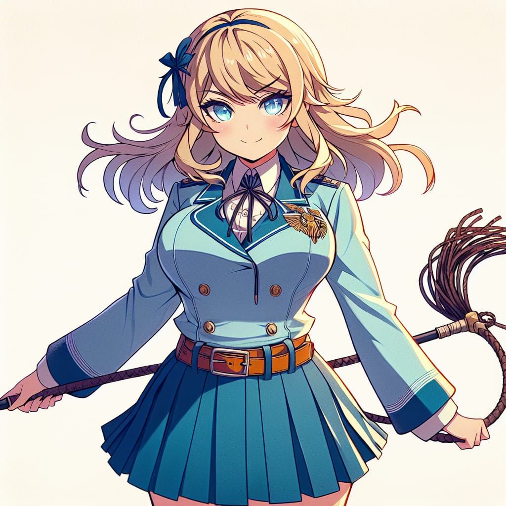 Anime Girl in School Uniform with Whip
