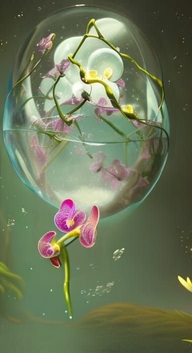 Orchids in Glass Bubble: a Detailed Matte Painting