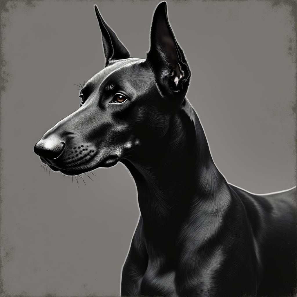 Regal Doberman in Art Nouveau Style