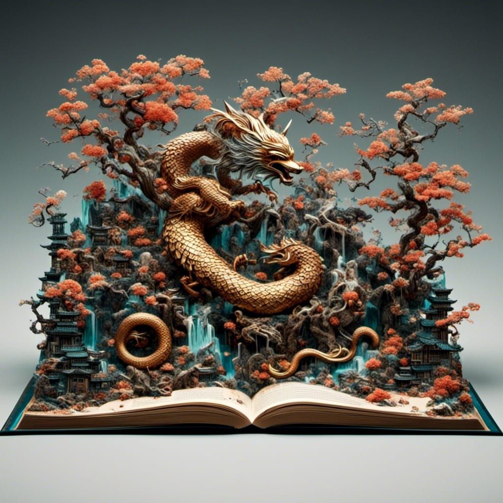Hyperrealistic Kitsune and Geisha in 3D Pop-Up Book