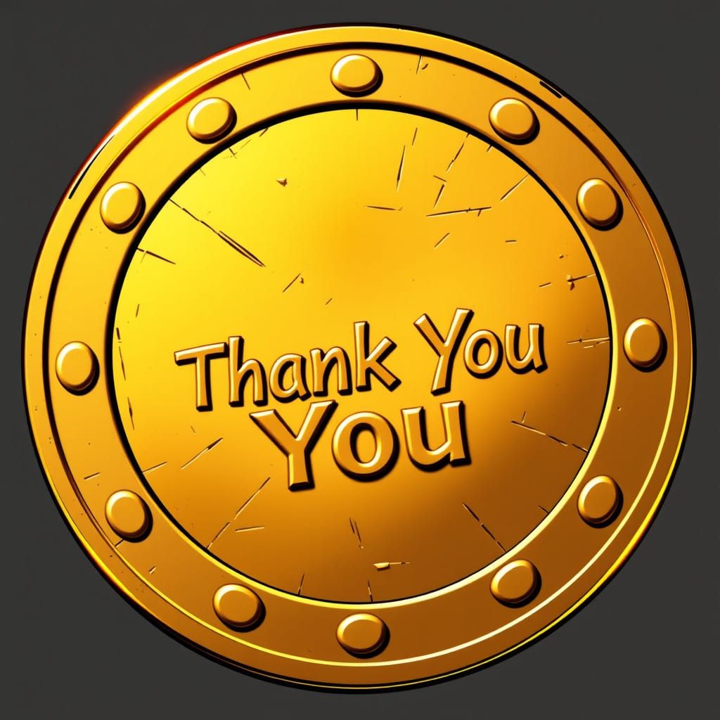 Golden Coin with Elegant 'Thank You' Engraving