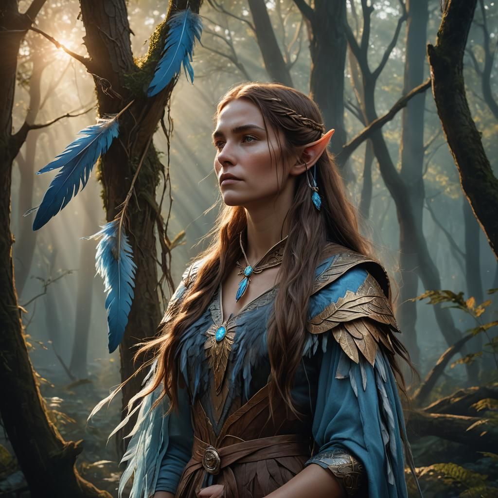 Elven Woman Portrait in Dark Fantasy Style