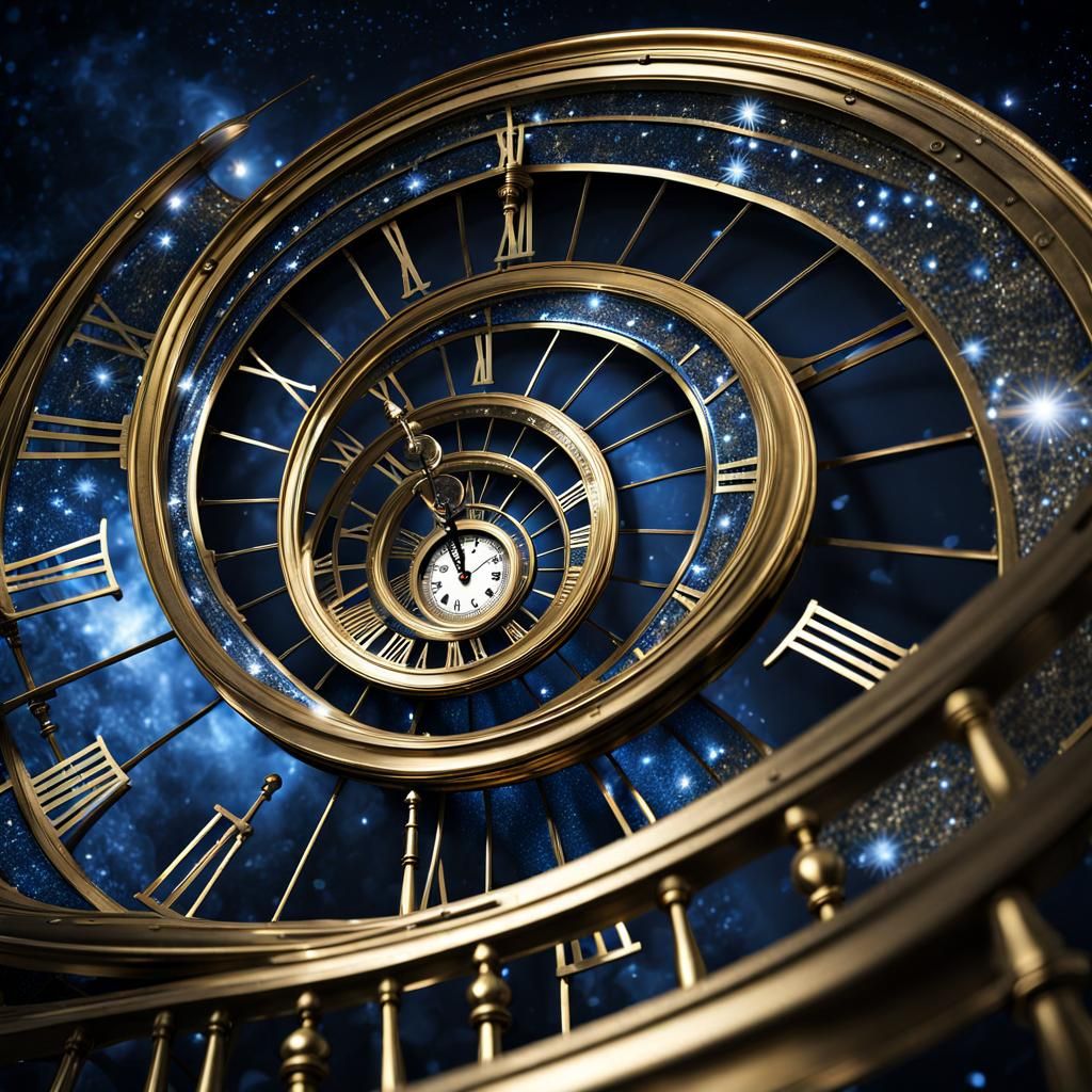 Spiral Clock Disintegrating into Deep Space