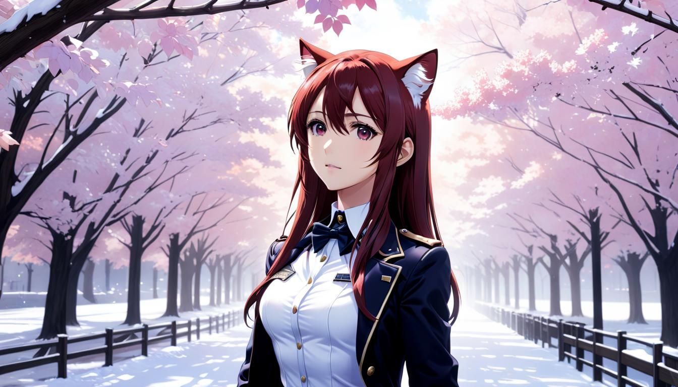 Cherry Blossoms and Neko
