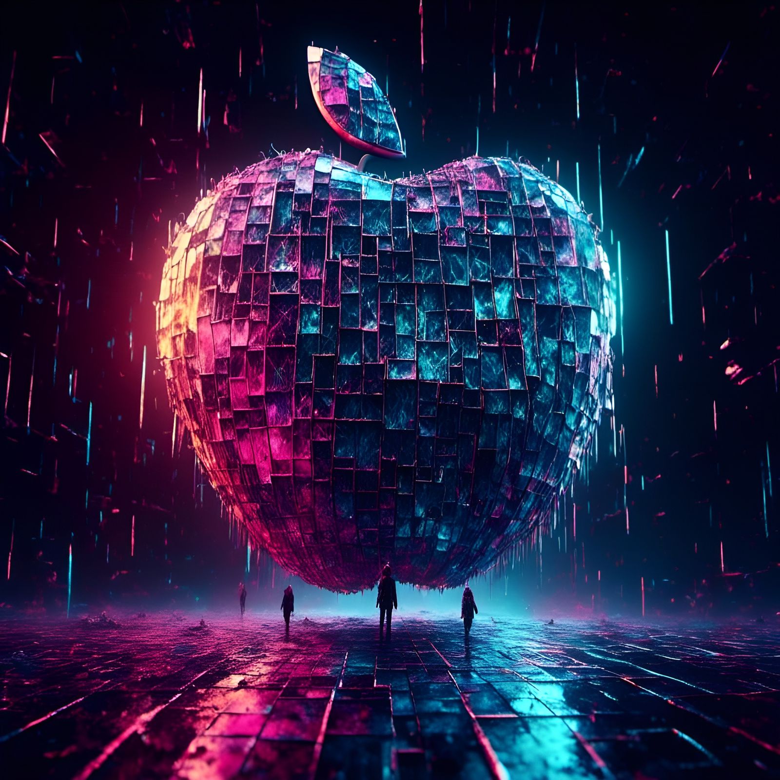 Synthwave Crystal Apple Grindcore Album Cover