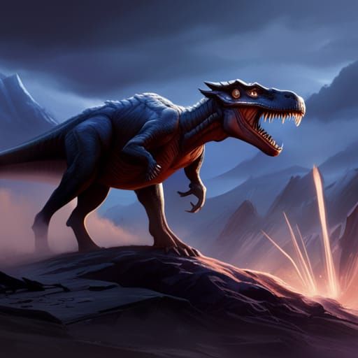 Riding a dinosaur to war a masterpiece, 8k resolution, dark ...