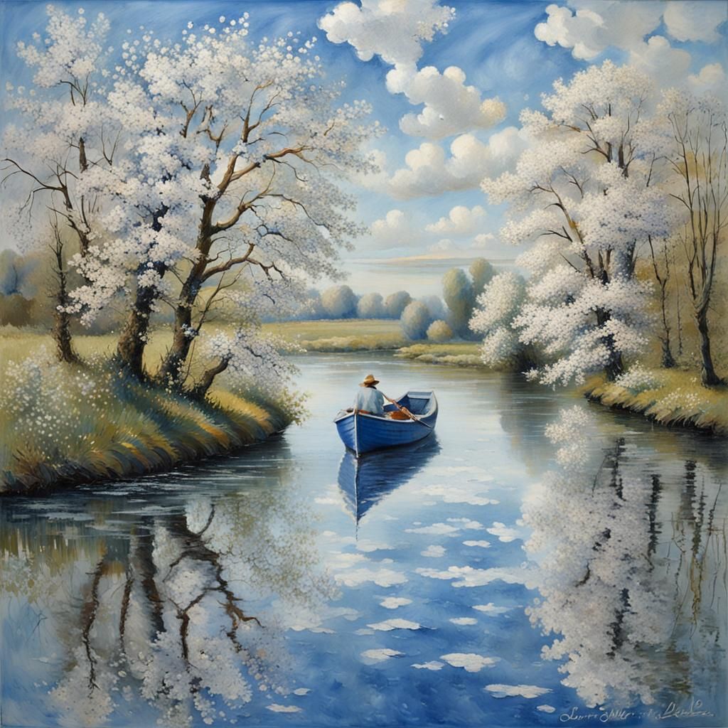 Spring Day River Scene as Matte Painting