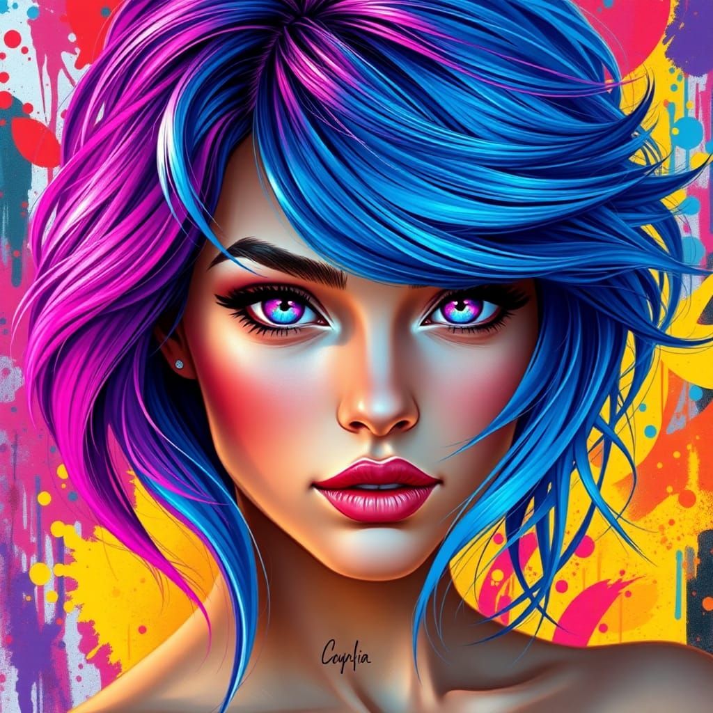Colorful Portrait in Graffiti Art Style