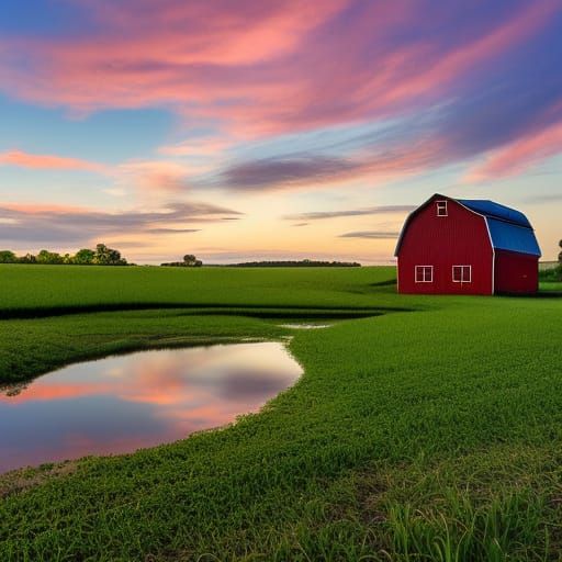 Ohio Farm Sunset: Photorealistic Landscape