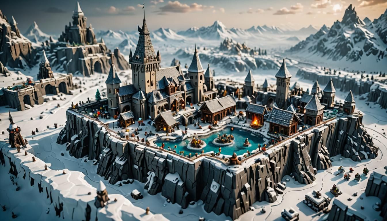 A Lego block, Skyrim landscape of epic proportions. Winterho...