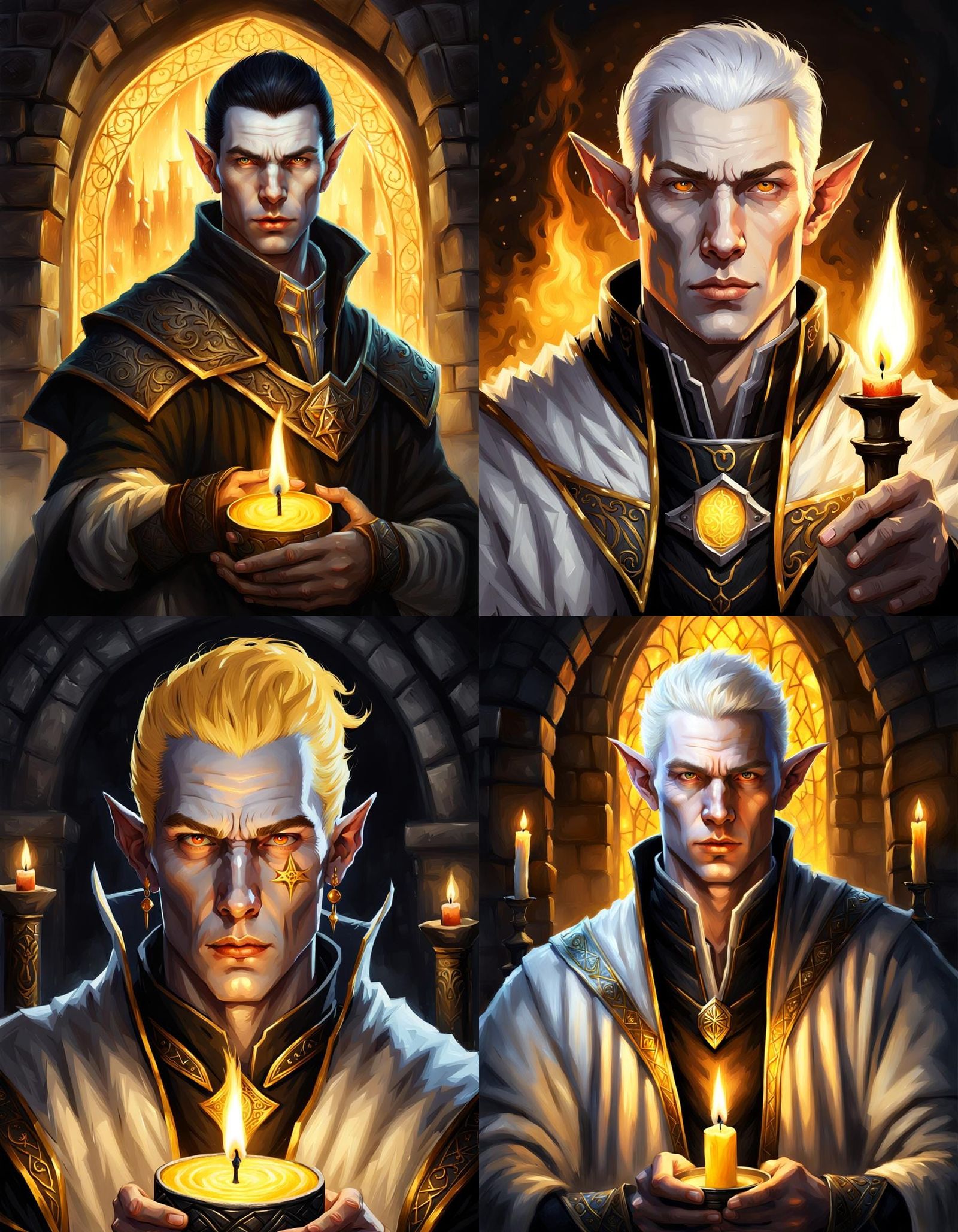 Photorealistic Half-Elf Portrait with Glowing Eyes