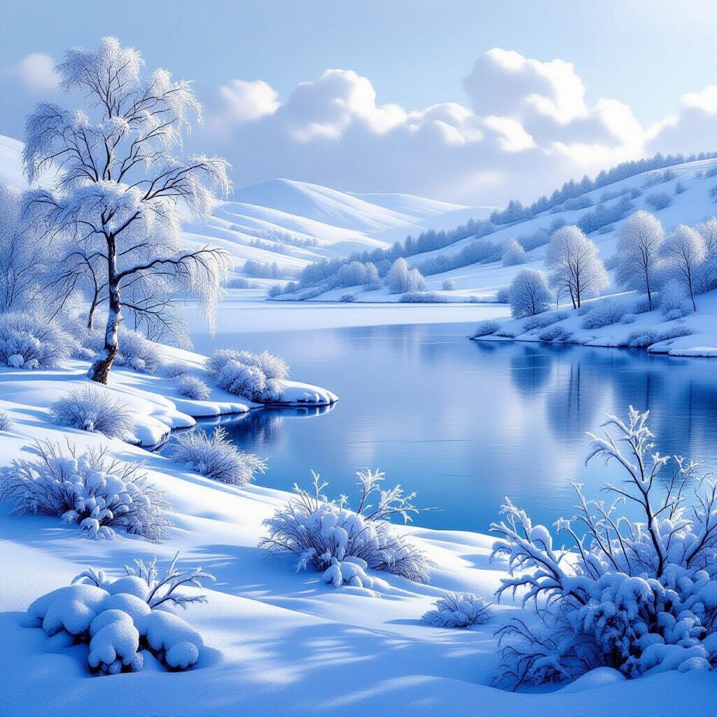 Serene Winter Landscape in Realistic Style