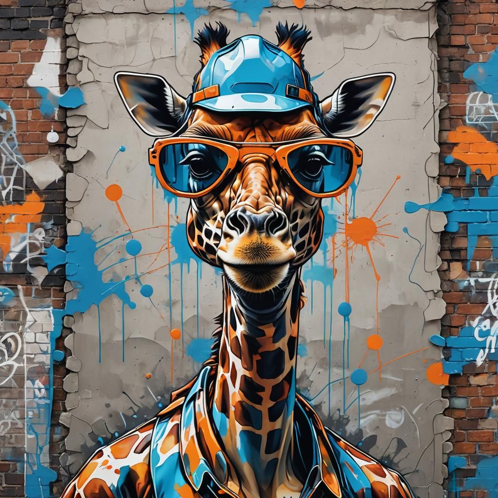 Graffiti Giraffe in Urban Anime Style