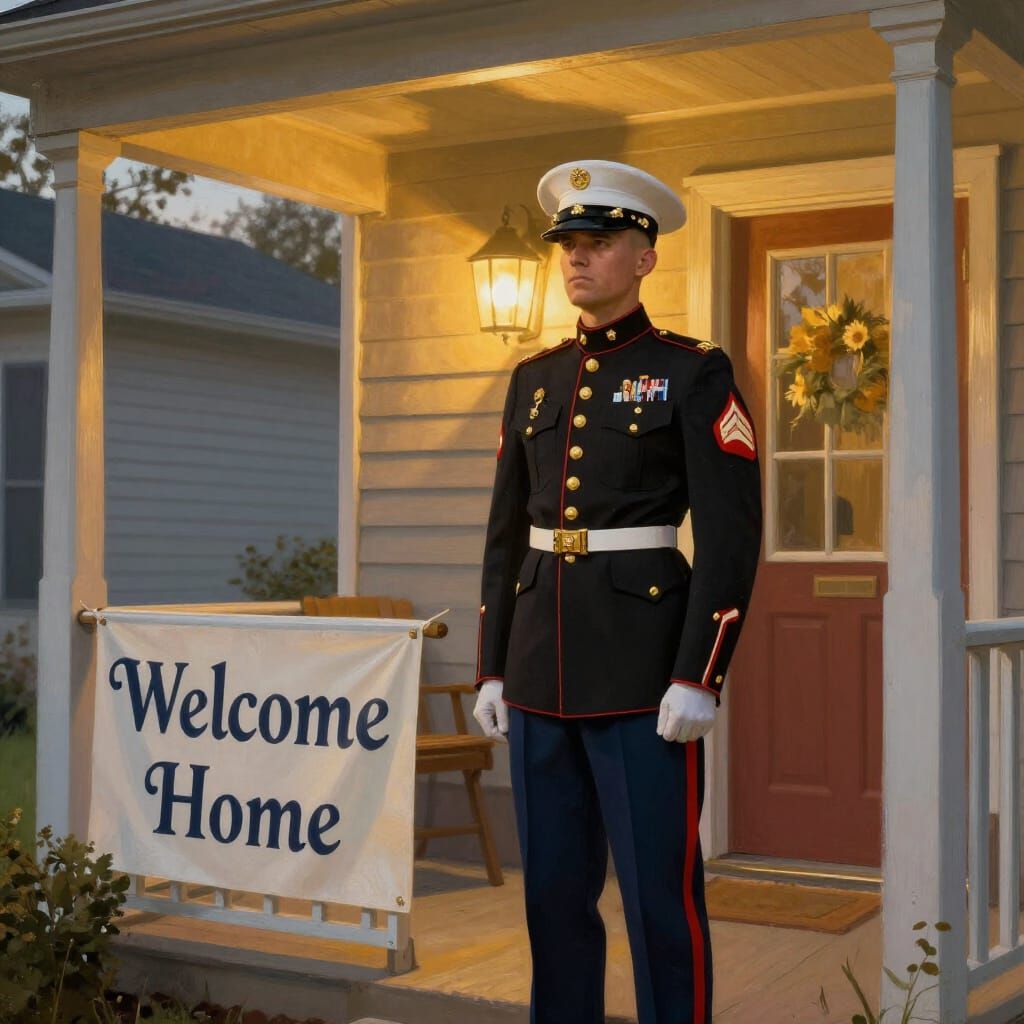 Marine Homecoming Illuminated by Golden Hour Light