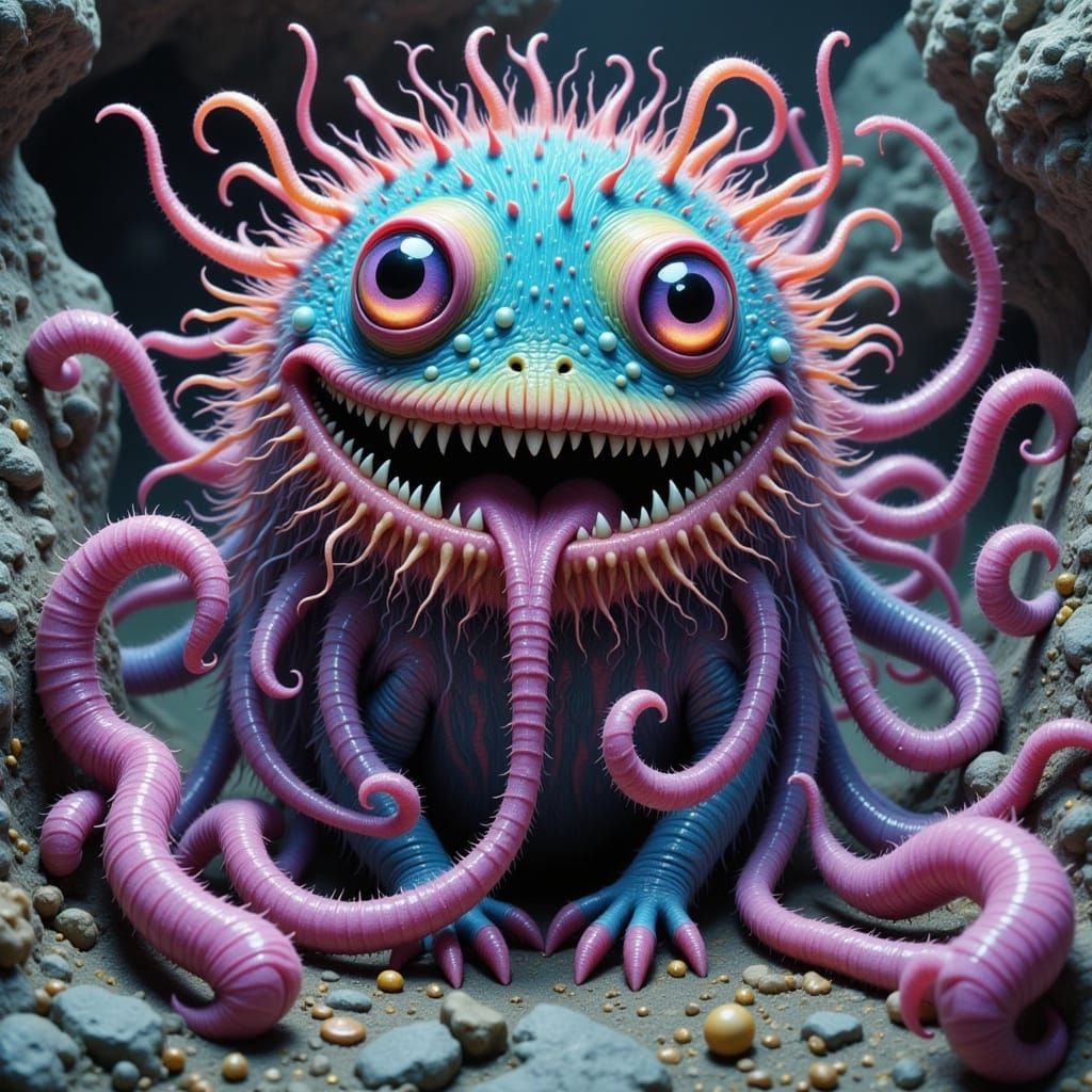 Tiny Angry Fluffy Creature in Rock Fissure