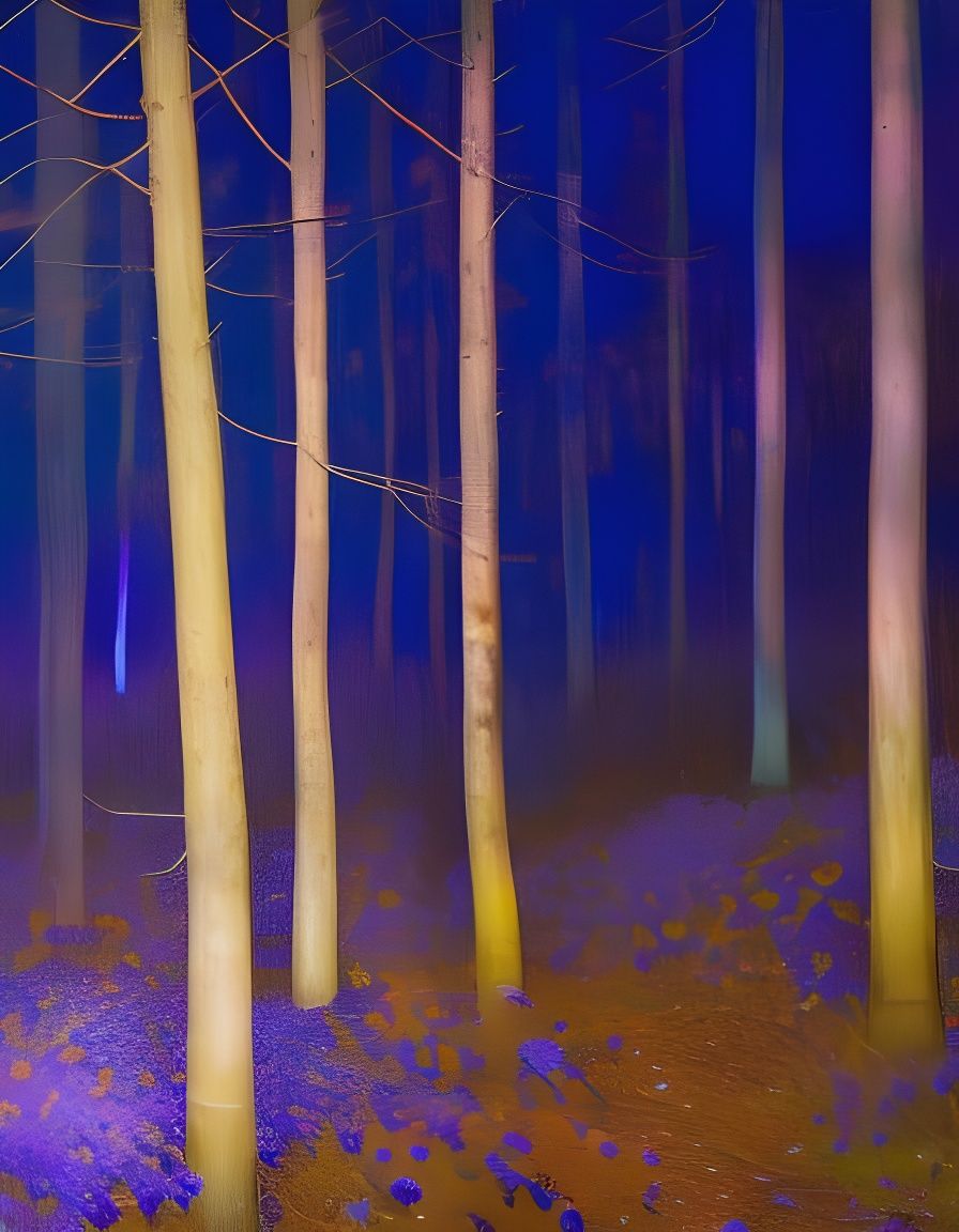 Intricate Forest Portrait in Acrylic Pouring Style