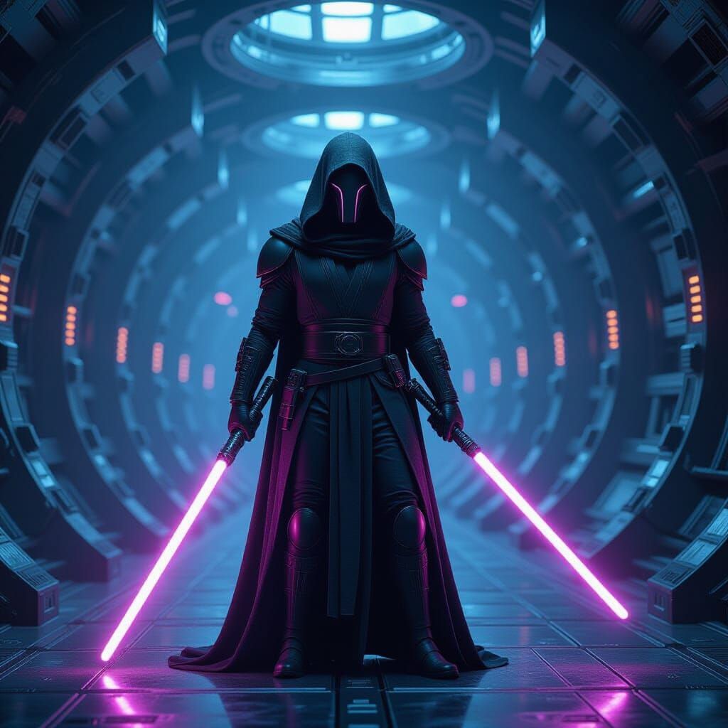 Jedi in Stillsuit with Lightsaber, Giger and Beksinski Style