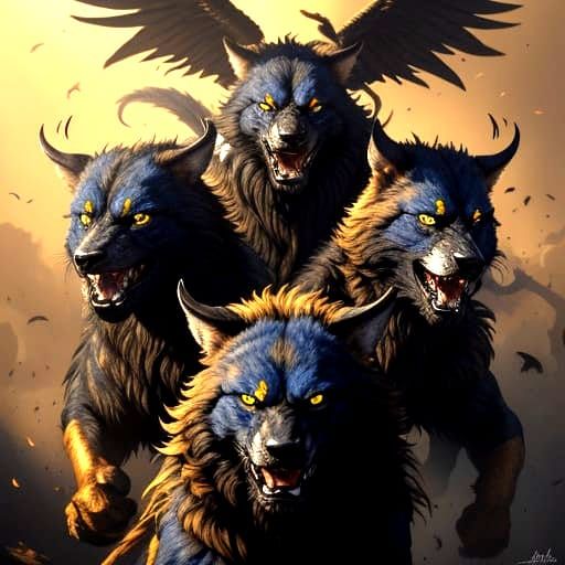 Greek Furies Chase Man with Laughing Fates Background