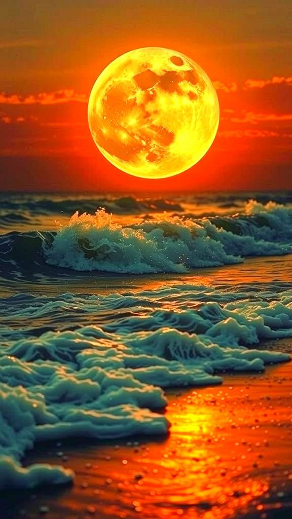 Harvest Moon at the Beach