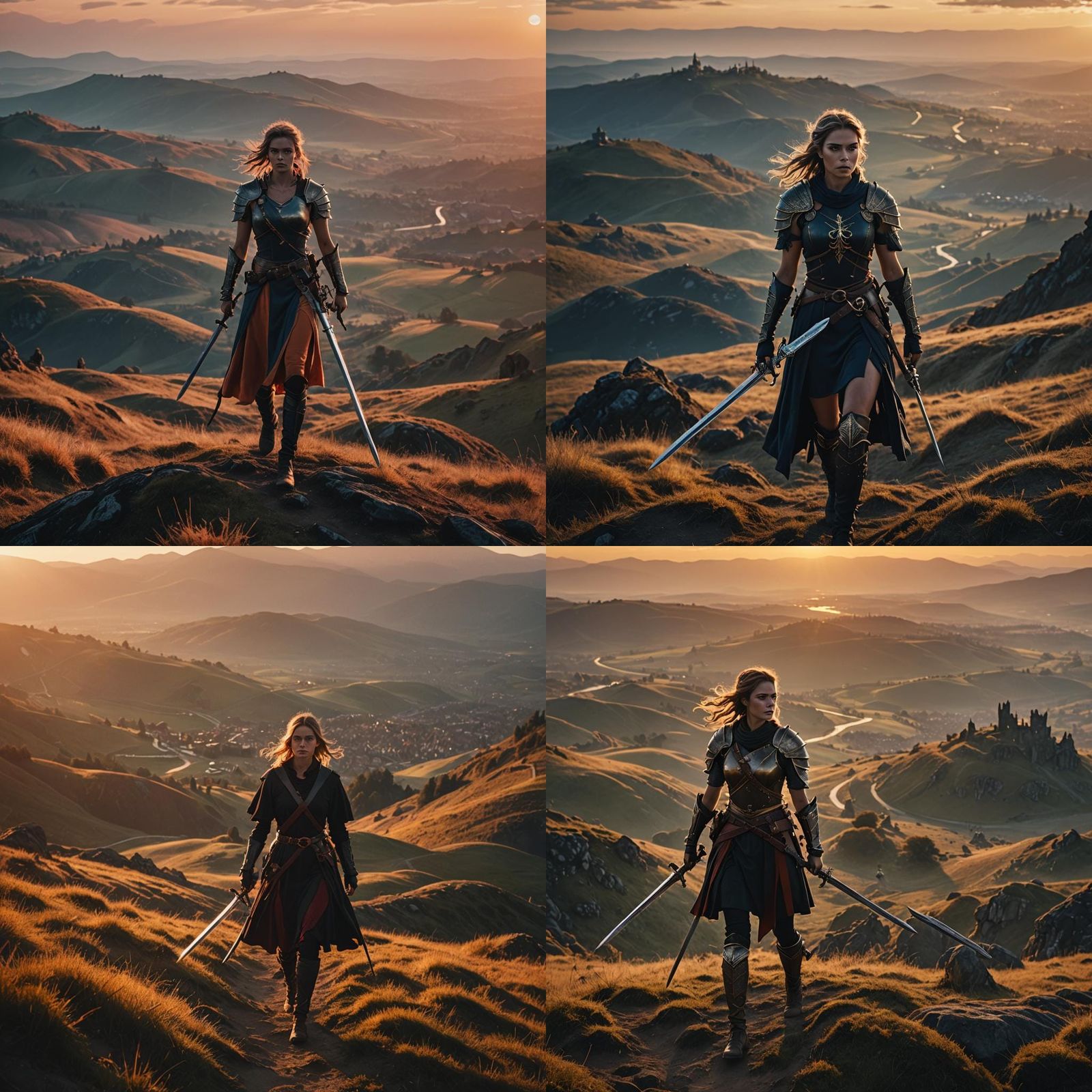 Warrior Girl with Necrosword at Sunset, Cinematic Render