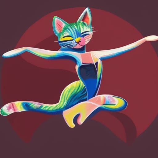 Cat Ballerina in Candyland Gouache Wonderland