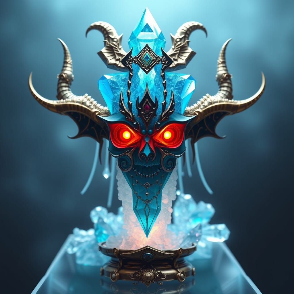 Ethereal Deific Crystal in Ancient Blue and Green Hues