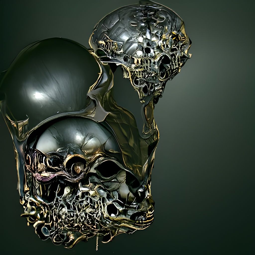 Hyperdetailed 3D Metallic Skull with Mirror Reflection