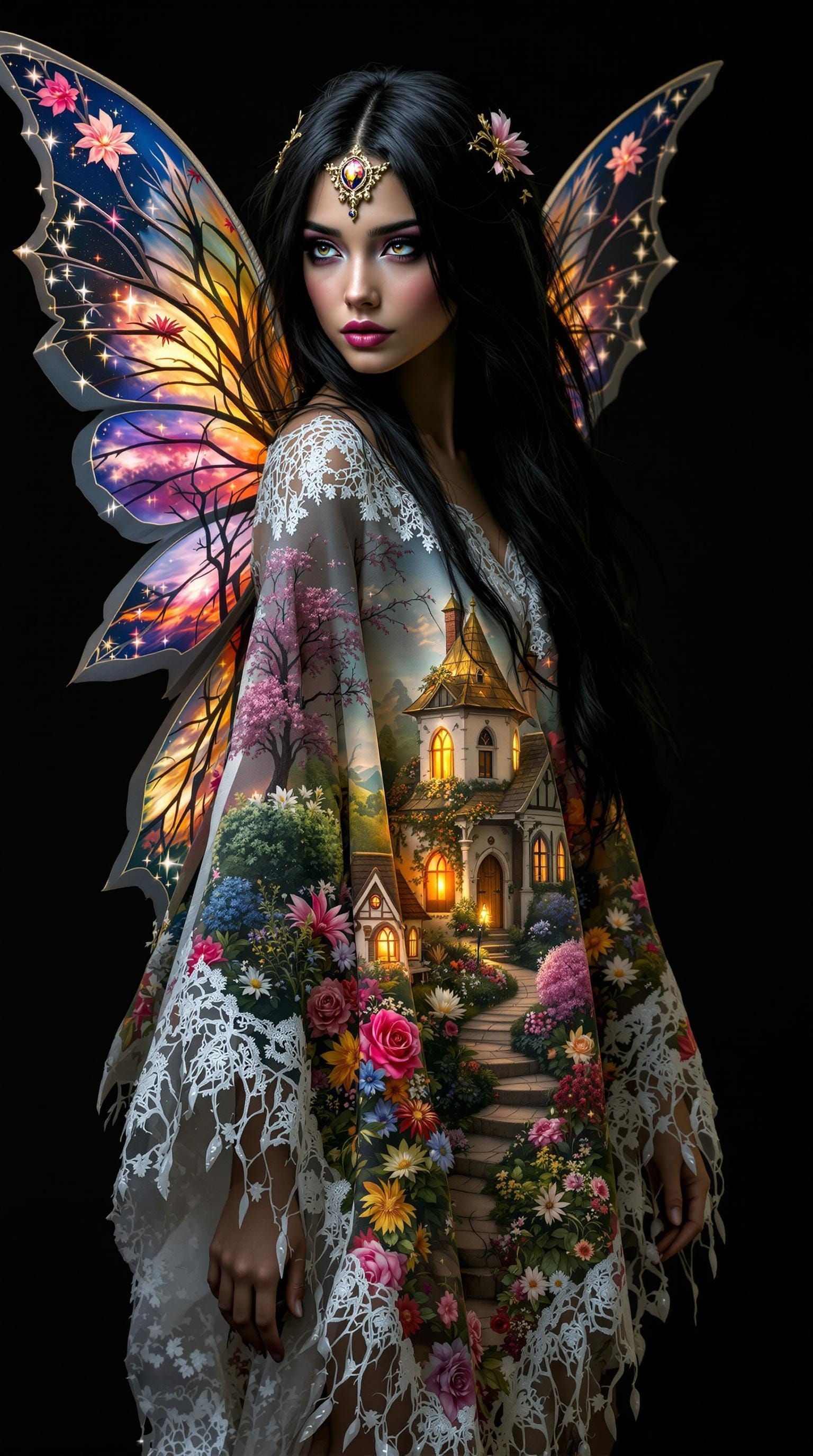 Ethereal Fairy Dances in Whimsical Lace Shawl