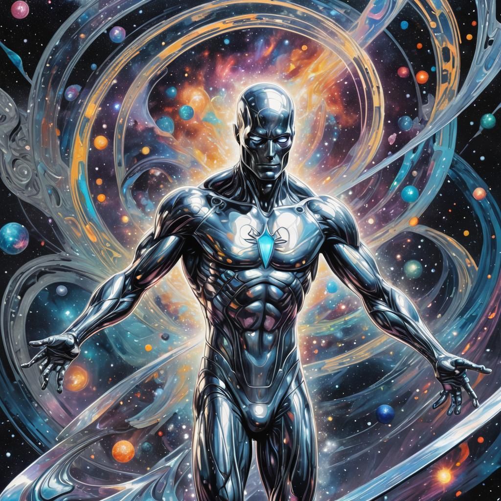 Silver Surfer Holographic Astral Illustration