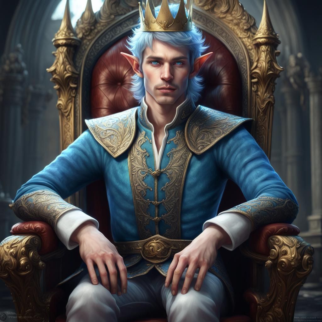 Handsome Elf Prince on Throne: Digital Matte Painting