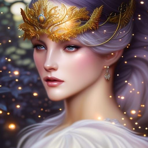 Ethereal Fairy of Lightning Bugs: Digital Art Portrait