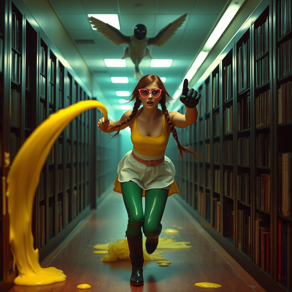 Librarian Pursued by Maid: Cinematic Still