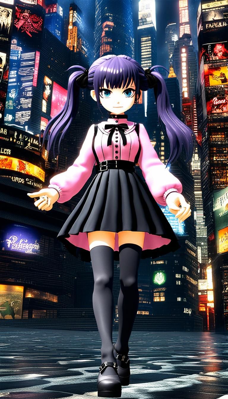 Breathtaking Anime Goddess in Cityscape