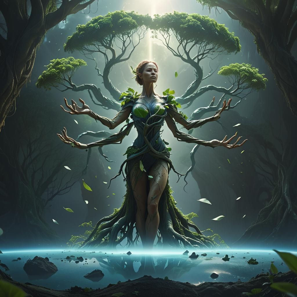Verdant Earth Goddess Sowing Life: Digital Matte Painting
