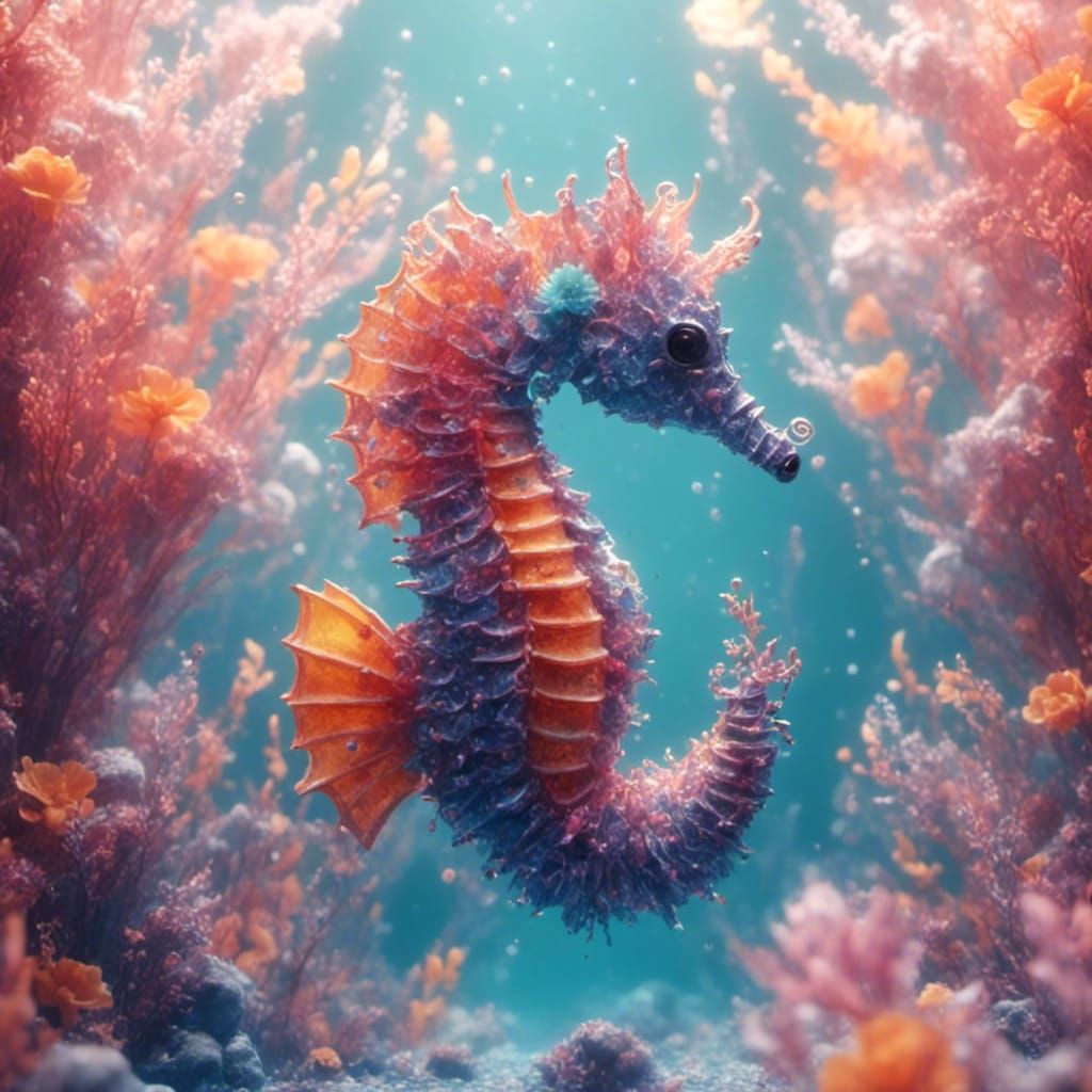 Cute Animated Seahorse in Colorful Underwater World