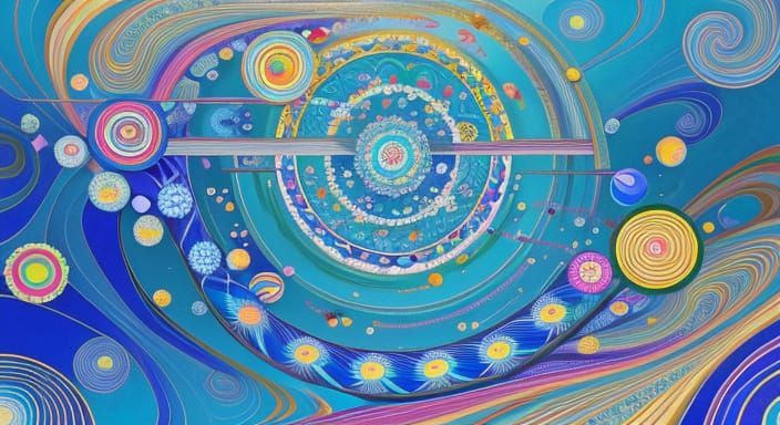 Kaleidoscopic Garden River in Graphic Novel Style