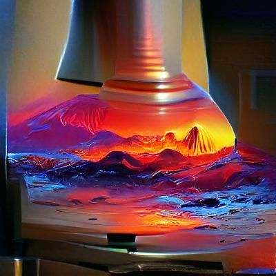Sunset Lava Lamp in Oil Painting Style
