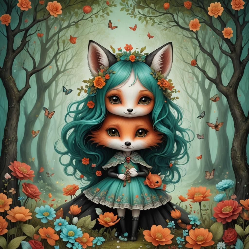 Whimsical Cartoon Character in Dore and Ceccoli Style