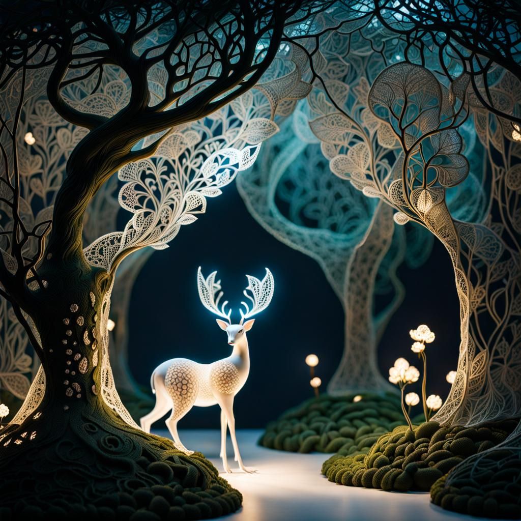 Enchanted Lace Forest: A Magical Scene