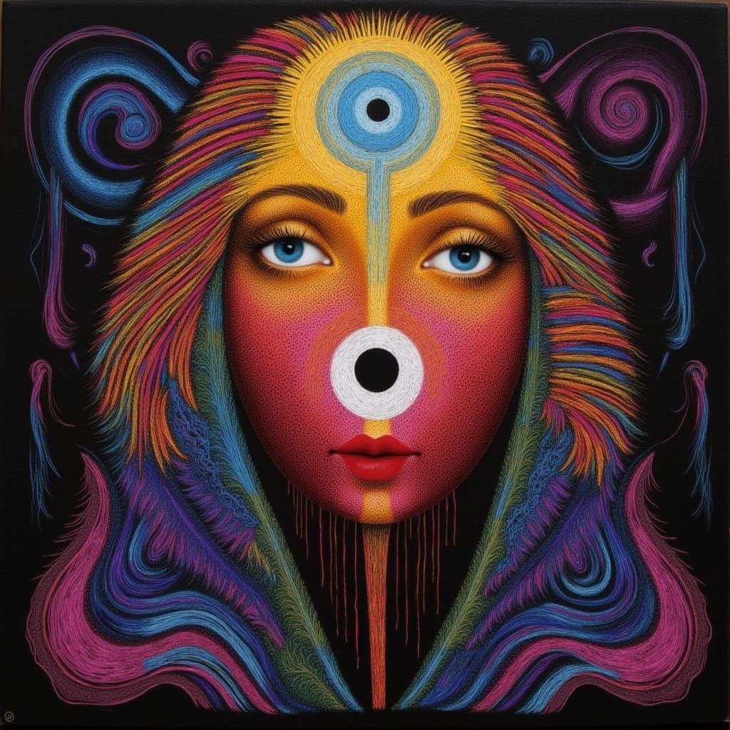 Sacred Heart of Mary Evil Eye Protection in Psychedelic Styl...