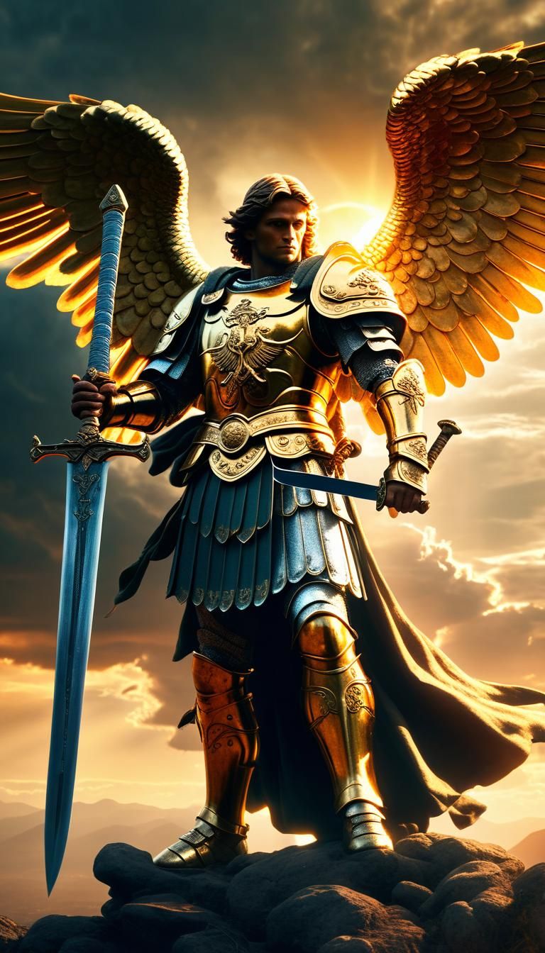 Saint Michael the Archangel with Sword, HDR Lighting