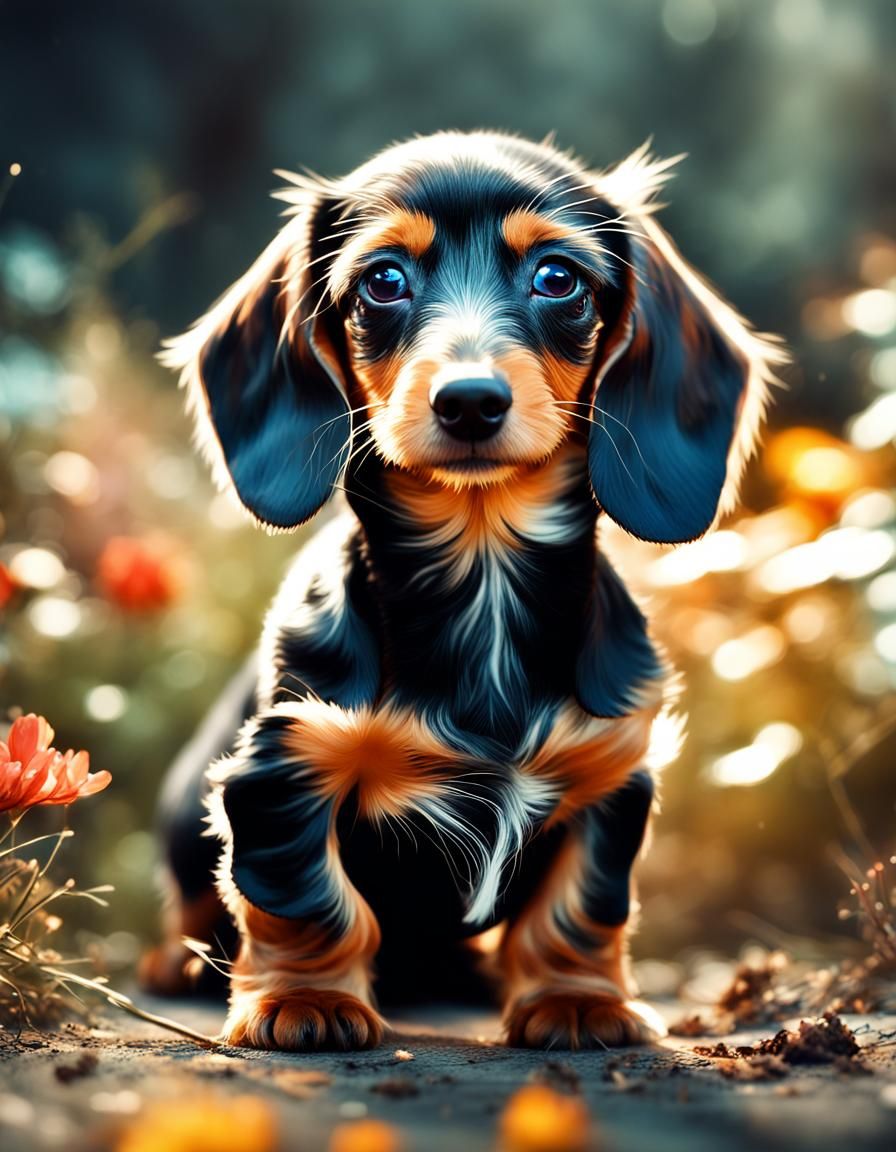 Wire-Haired Dachshund Puppy in Opulent Art Style