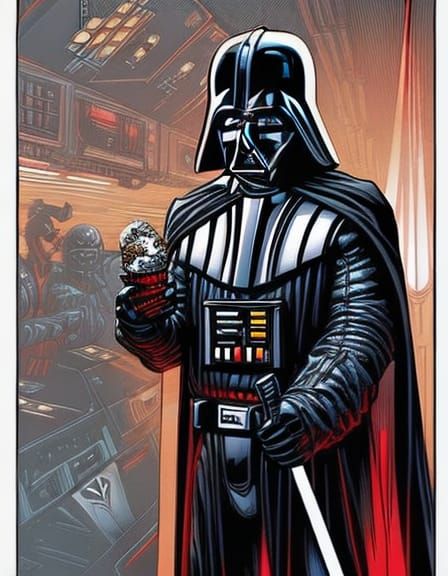 Darth Vader Enjoys Ice Cream: Comic Book Art