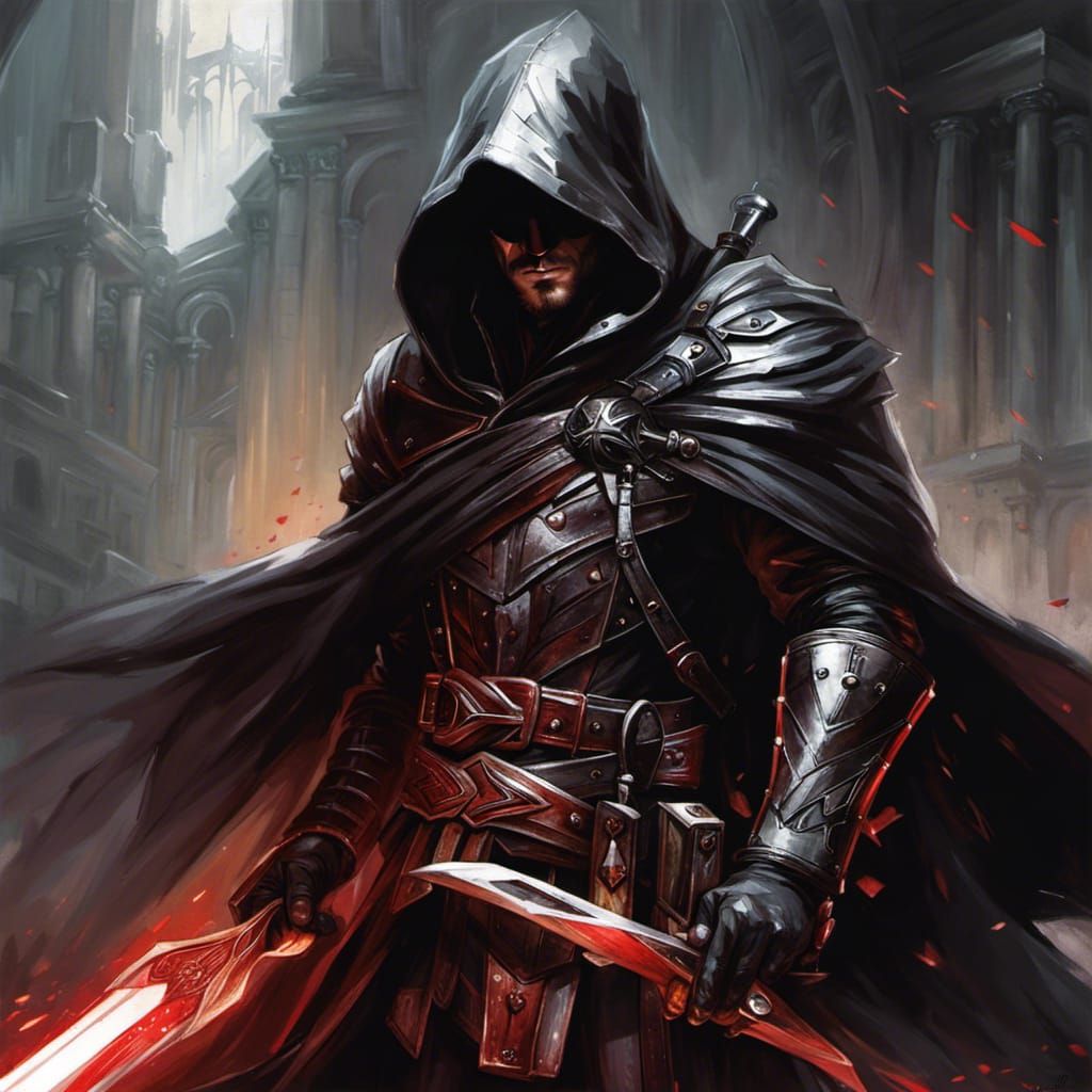 Cloaked Assassin Portrait in Dark Fantasy Style