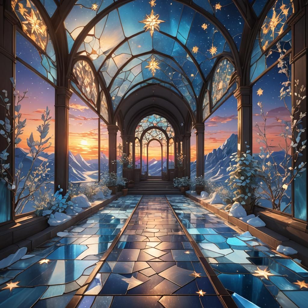 beautiful walkway made of blue Stained Glass