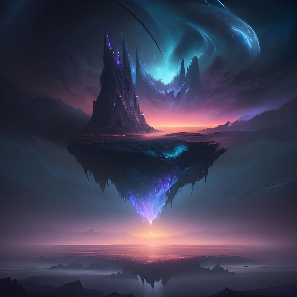 Dreamy Surreal Landscape with Floating Islands