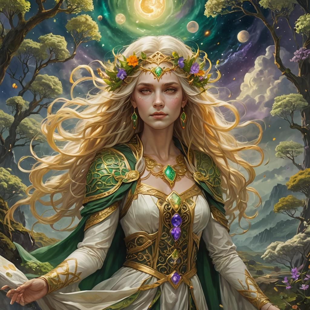 Celestial Norse Goddesses in Fantasy Landscape