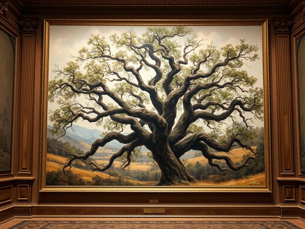 Grand Oil Painting in the Style of 19th-Century Romanticism