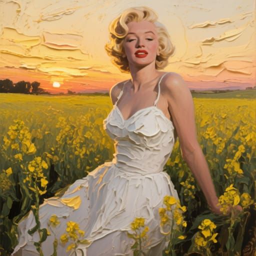 Marilyn Monroe in Encaustic Impasto Painting at Dusk