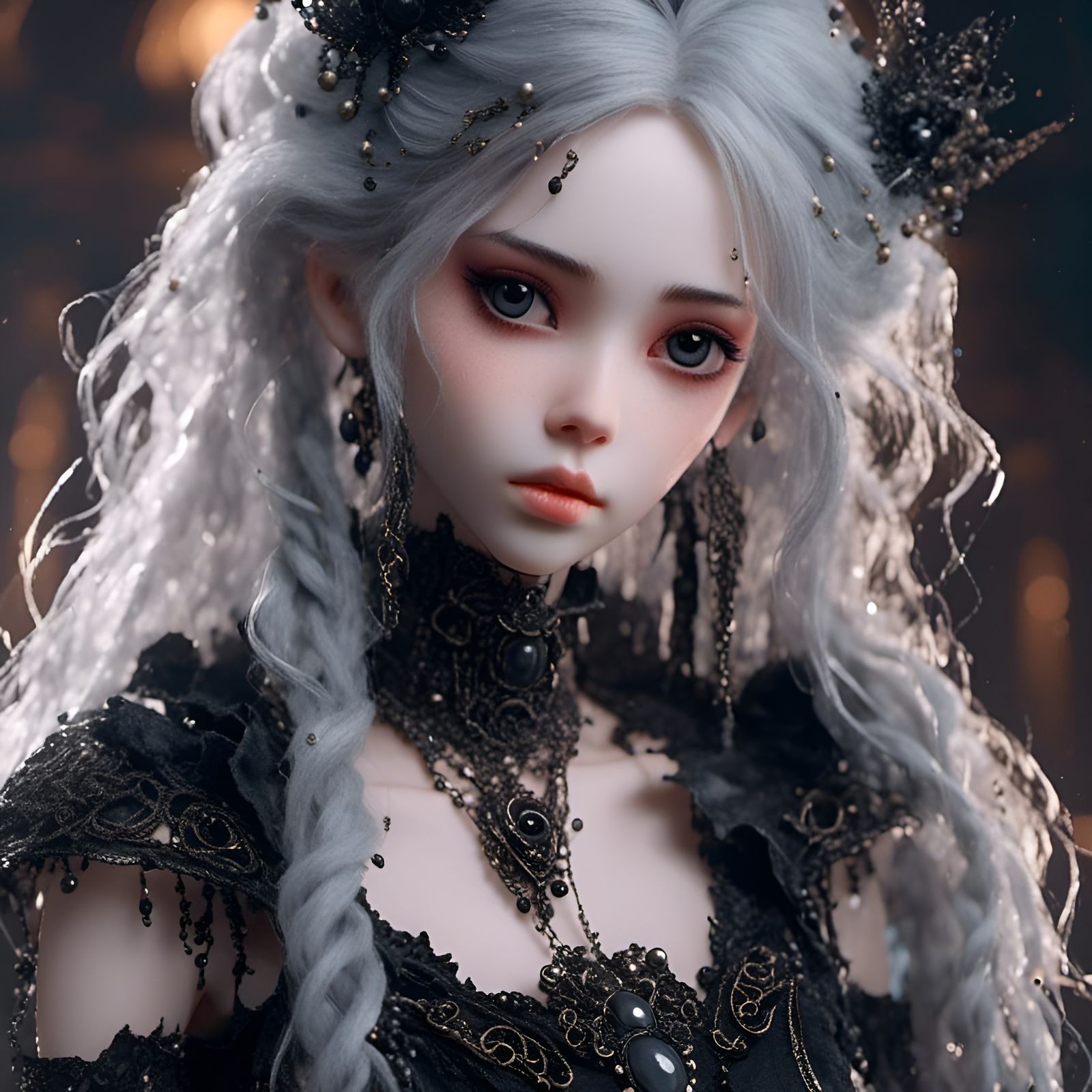 Gothic Woman Portrait in Realistic Anime Style
